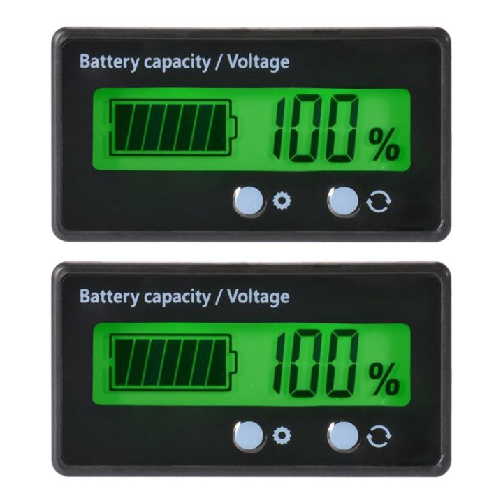 2X LCD Battery Capacity Monitor Gauge Meter Waterproof 12V 24V 36V 48V