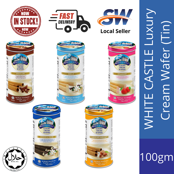 White Castle Luxury Cream Wafer 100gm Tin Chocolate Cookies Cream