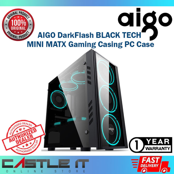 AIGO DarkFlash BLACK TECH MINI MATX Gaming Casing PC Case RGB ARGB