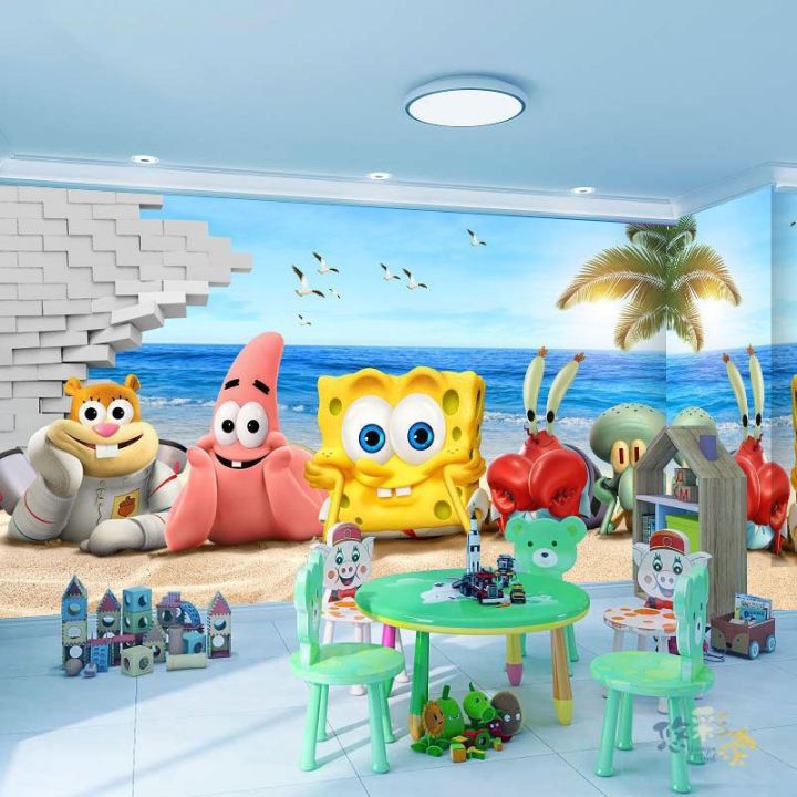 Glut23dre5 SpongeBob SquarePants Boy S Room Cartoon Beach Mural Theme