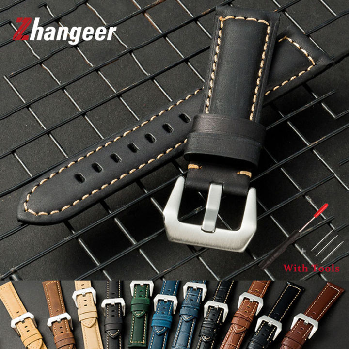 Zhangeer Frosted Retro Top Layer Leather Mens Wrist Strap For Panerai