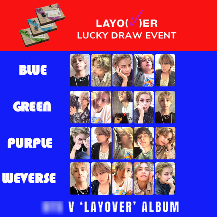 ชดตอชดการด5ชนสำหรบถายรปอลบมเดยว BTS V Layover PhotoCards