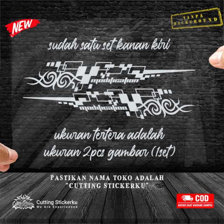 Ornament Square Triball Cutting Sticker Variasi Motor Mobil Stiker Tato