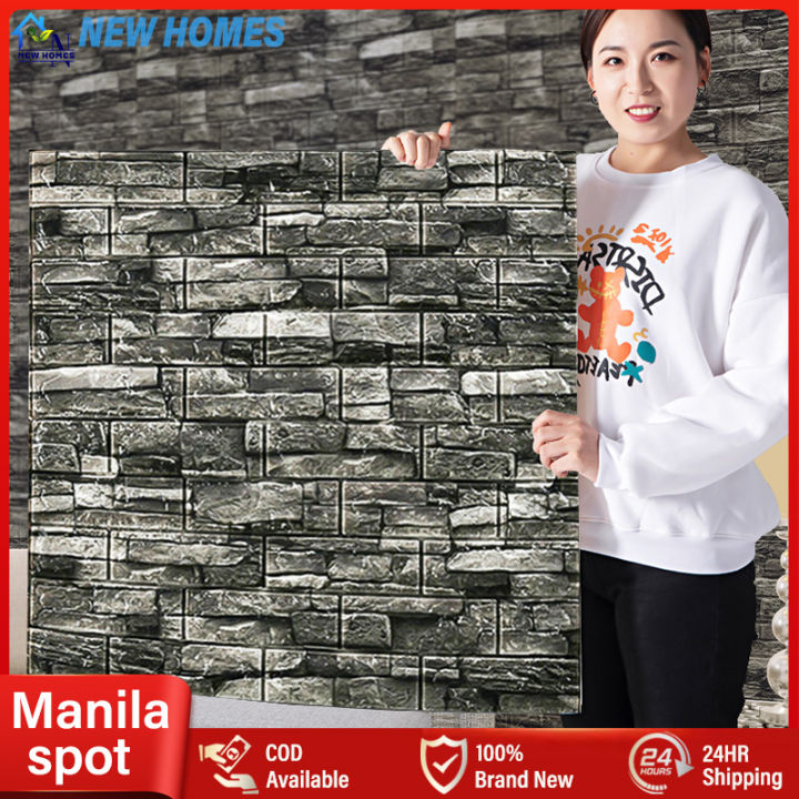 70x77cm Big Size Retro Style 3D Wallpaper Sticker Waterproof Bricks