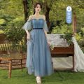 Dusty Blue Bridesmaid Dress Long For Women Wedding Summer Graduation