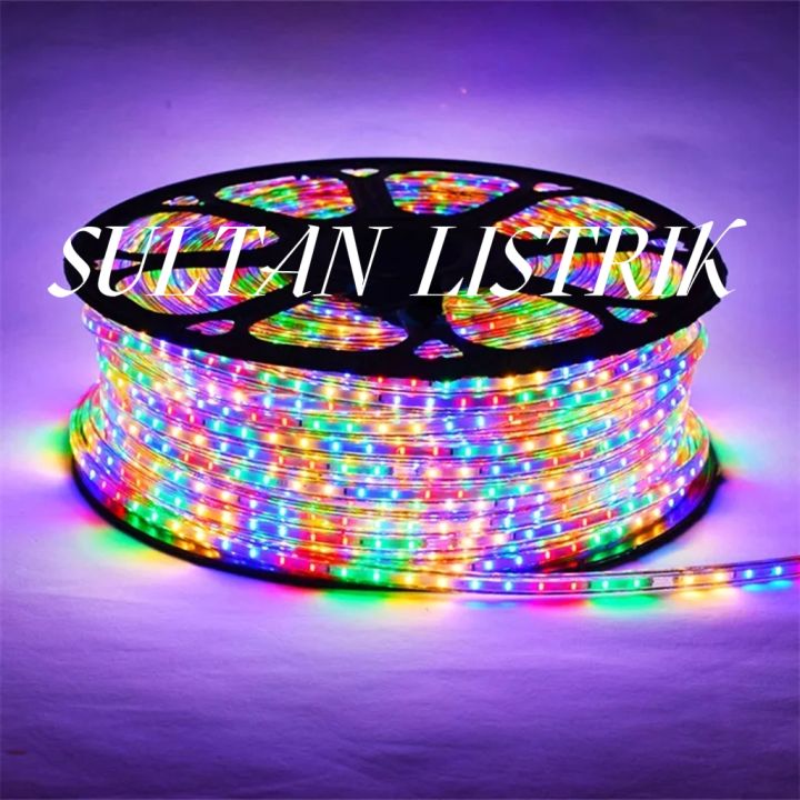 LAMPU LED STRIP RGB METERAN SOKET 3528 2835 AC 220V WATERPROOF