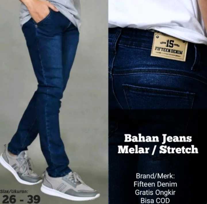 Turun Harga Celana Jeans Pria Lelaki Dewasa Hitam Pensil Slimfit Slim