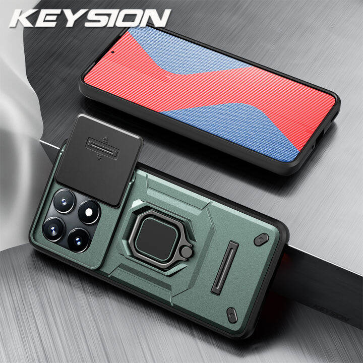 KEYSION Shockproof Case For Xiaomi POCO F6 F6 Pro Slide Push Pull