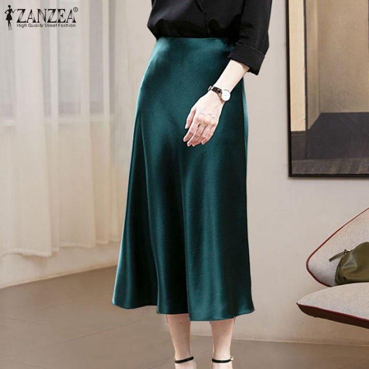 Hijabfab Zanzea Korean Style Womens Satin Skirt Elegant A Line