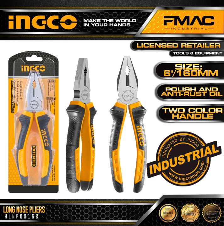 INGCO Industrial Long Nose Pliers 6 160mm HLNP08168 FMAC