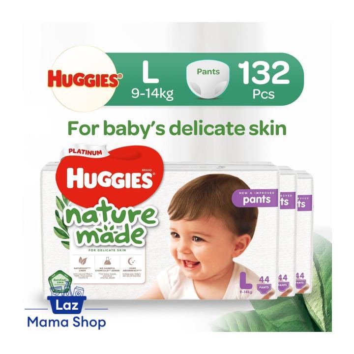 Huggies Platinum Naturemade Pants L Case 44s X 3 Laz Mama Shop