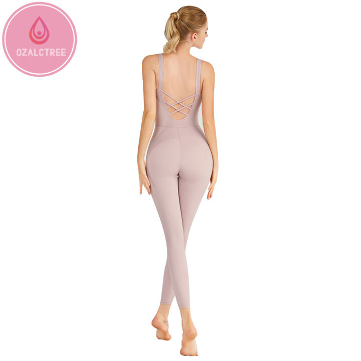 Ozalctree Women Jumpsuit With Wireless Pads Nude Feeling Quick Dry