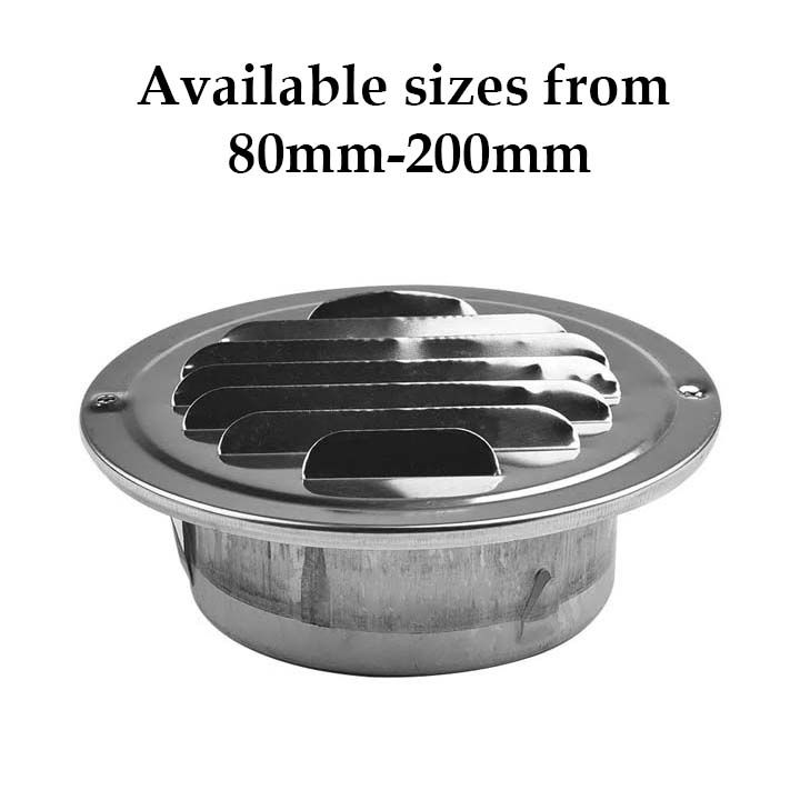 Stainless Steel Exterior Wall Round Grille Louvered Vent Cover Airvent