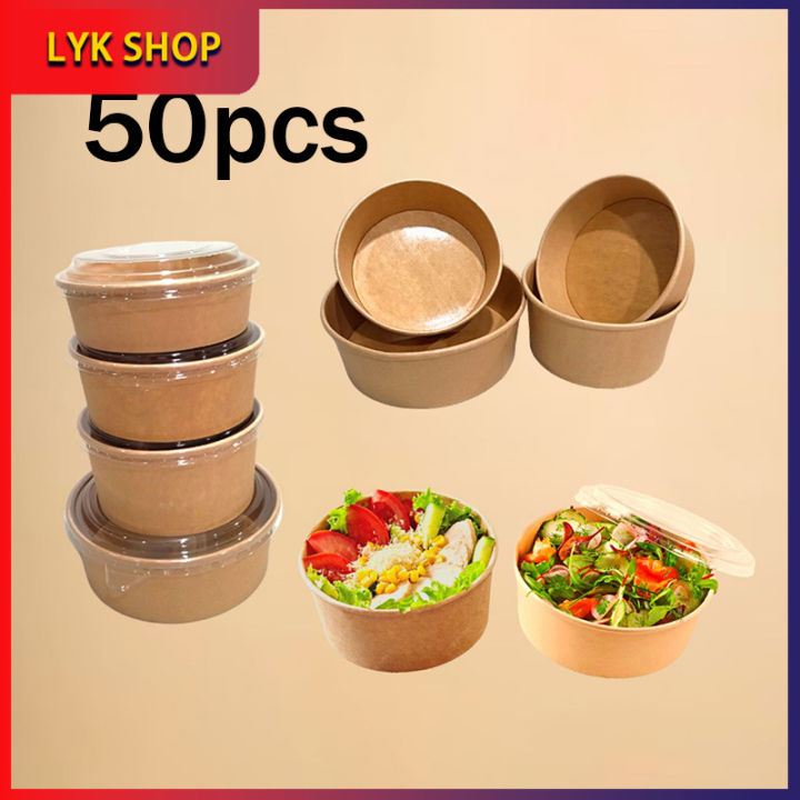 Pcs Ml Kraft Paper Bowls Disposable Kraft Salad Bowls Kraft