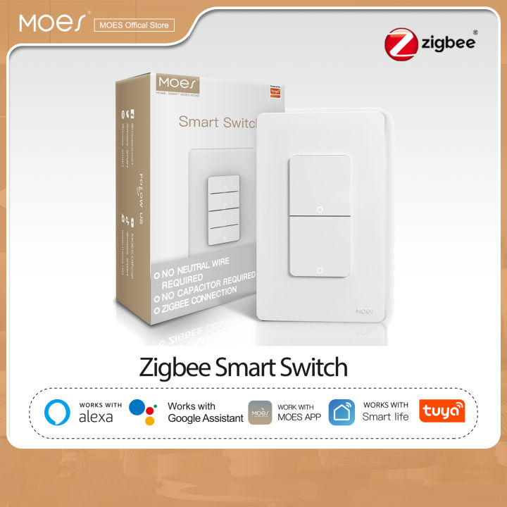 Moes Tuya Zigbee Smart Light Switch Us Push Button Wall Switch Work