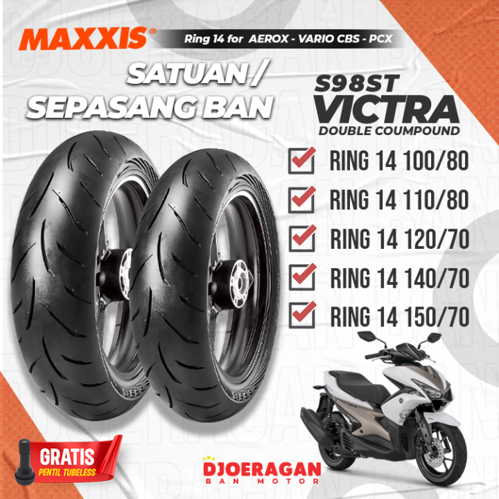 Ban Motor Matic Sepasang Ring Maxxis Victra Tubeless Aerox Pcx