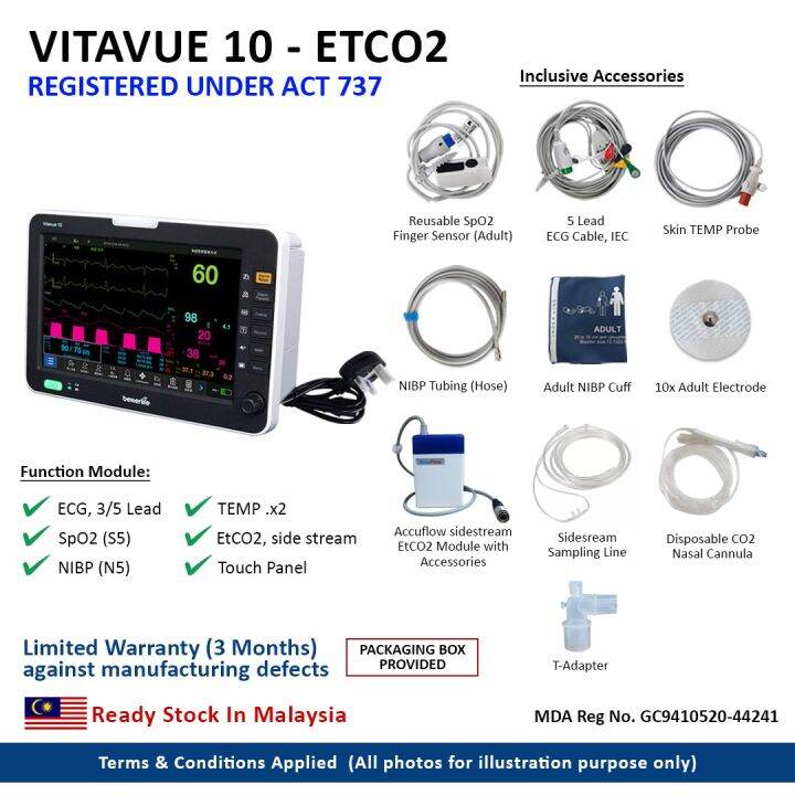 MDA APPROVED Vitavue 10 ETCO2 MONITOR Lazada