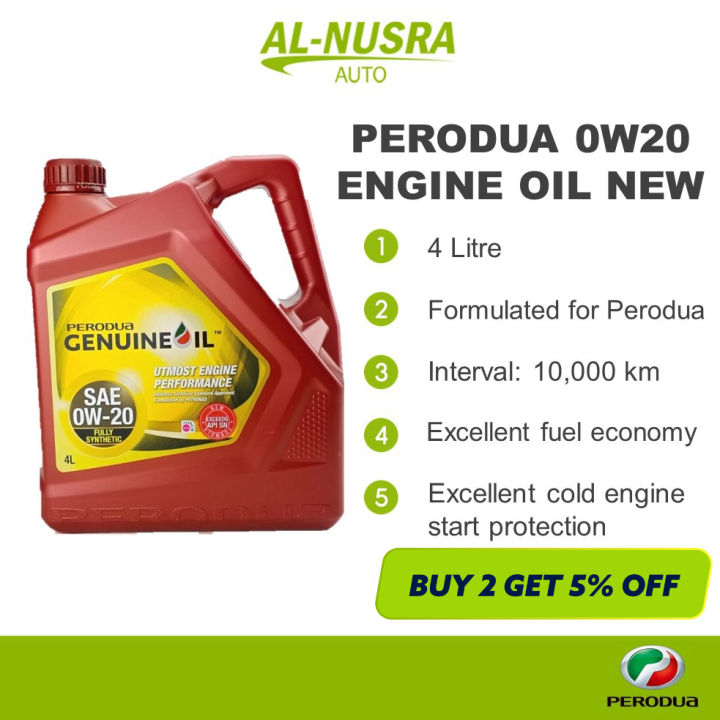 PERODUA 0W20 ENGINE OIL NEW 4L MINYAK HITAM FULLY SYNTHETIC 0W 20