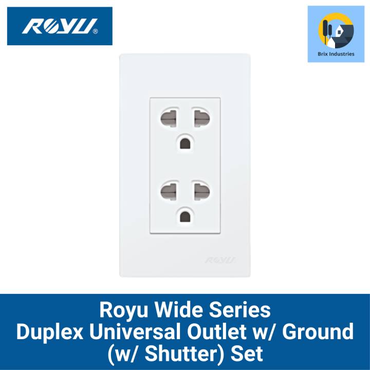 Royu Duplex Universal Outlet With Ground With Shutter Set Wide Series