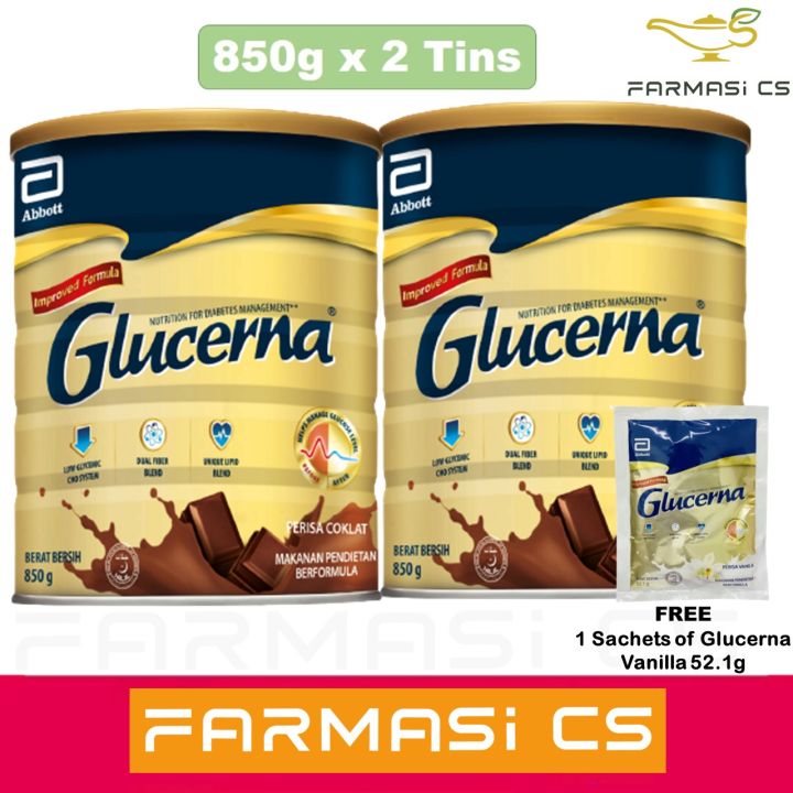 Abbott Glucerna Chocolate G X Tins Twin Free Sachets Of G