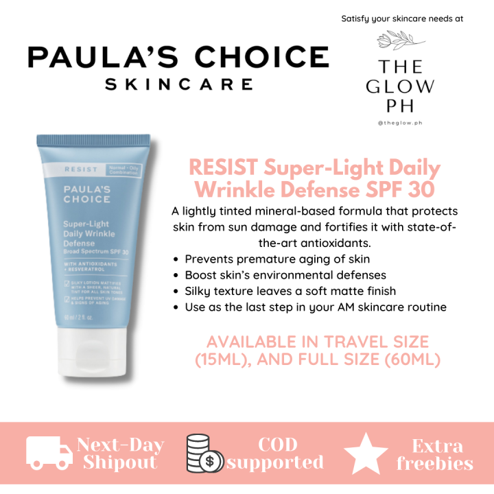 Authentic Paulas Choice Resist Super Light Daily Wrinkle Defense Spf