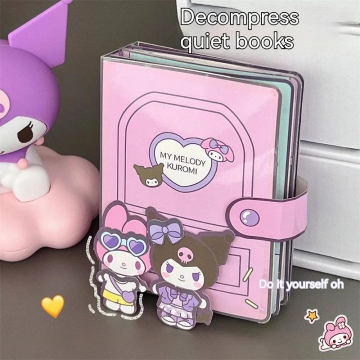 Sanrio Kuromi My Melody Sticker Book Anime Figure Diy Quiet Book Semi