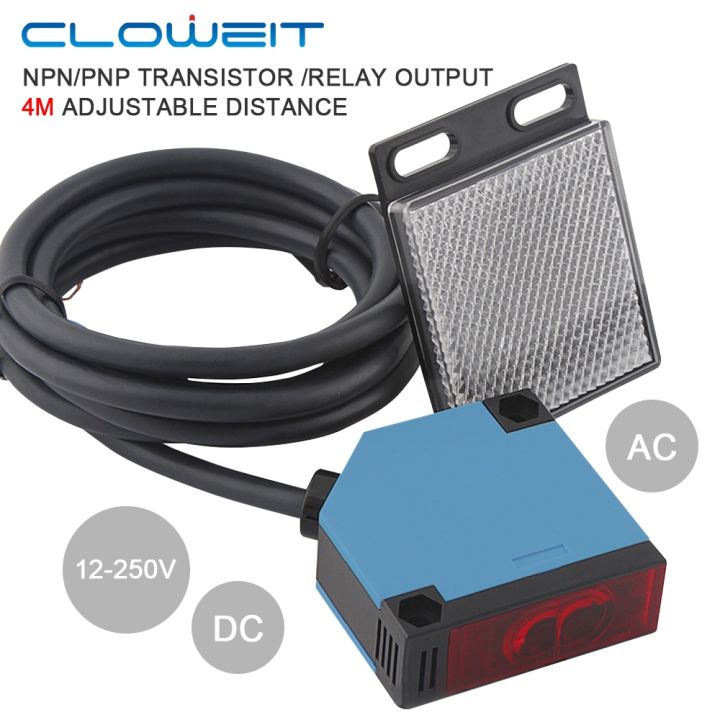 Cloweit DC24V AC250V Relay Output 4M Retro Reflective Photo Electric