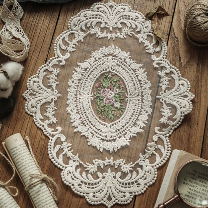 Retro Lace Placemats French Crochet Doilies Handmade Embroidered Table