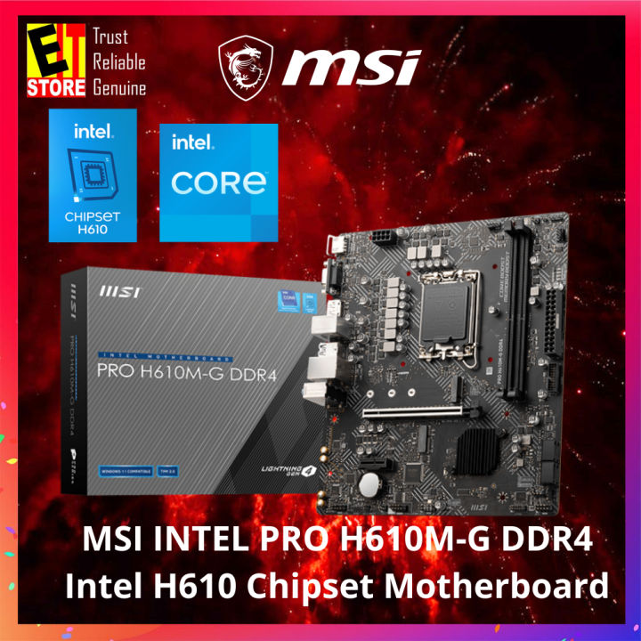 MSI Motherboard PRO H610M G DDR4 Intel H610 Chipset LGA 1700 12TH 13TH