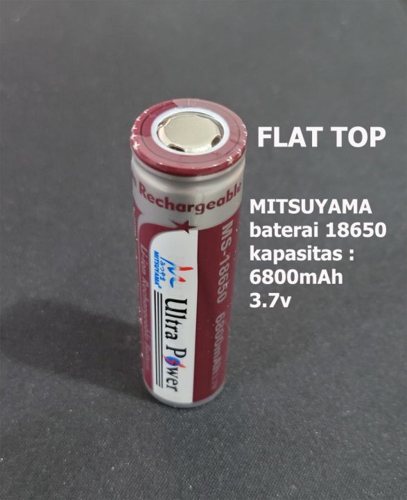 Flat Top Baterai 18650 Mitsuyama 6800mAh 3 7v Kepala Rata MS 18650 2