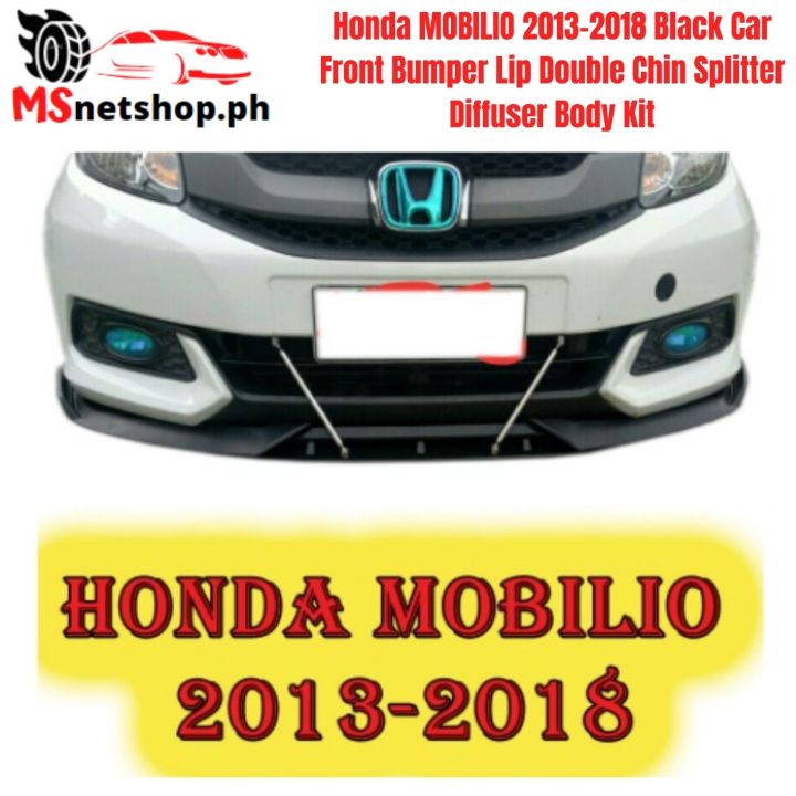 Honda MOBILIO 2013 2018 Black Car Front Bumper Lip Double Chin Splitter