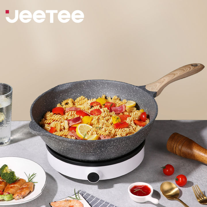 Jeetee Marble Stone Non Stick Wok With Lid Periuk Kuali Tak Melekat