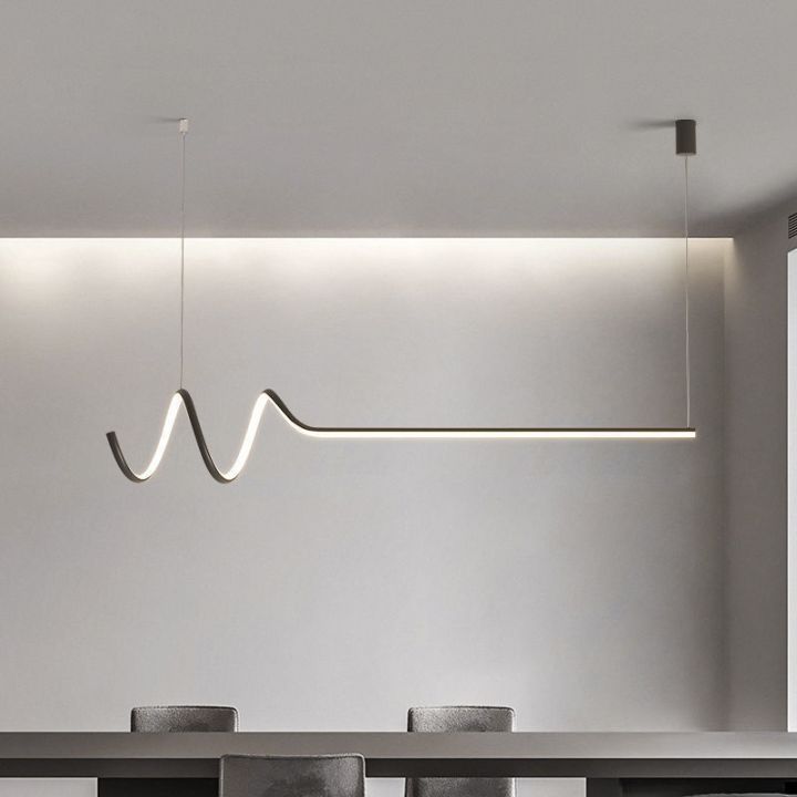 Modern Minimalist Led Pendant Light Creative Long Strip Lamps Dining