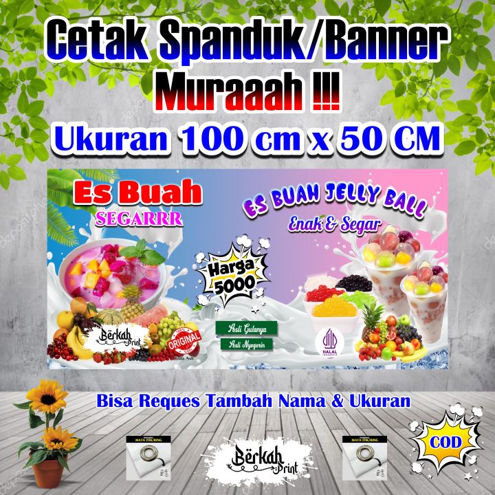 Spanduk Banner Es Buah Es Jelly Ball Ukuran 100 Cm X 50 Cm Lazada