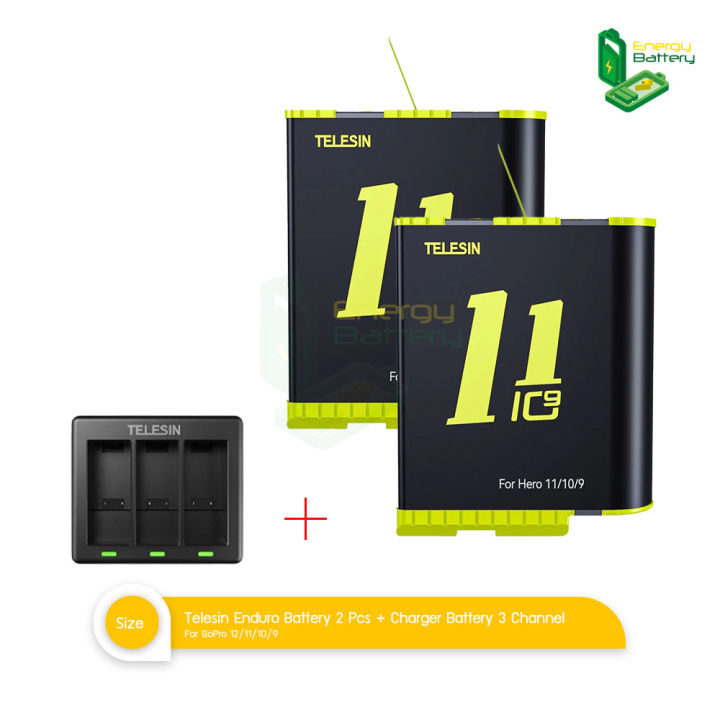 Telesin Rechargeable Enduro Battery For GoPro Hero 12 11 10 9 Charger