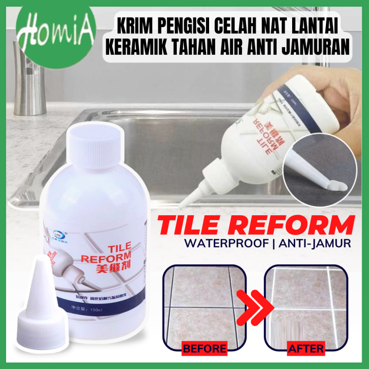 Krim Pengisi Celah Nat Lantai Keramik Anti Jamur 150ml Tile Reform