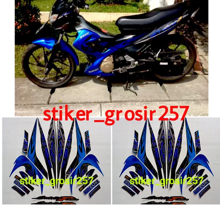 STIKER STRIPING LIS BODY SATRIA FU BARONG TAHUN 2010 2011 HITAM BIRU