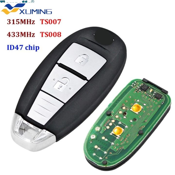 XUMING 2 Buttons 315Mhz 433MHZ 47 Chip Smart Card Keyless Entry Remote