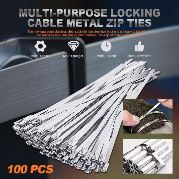 Commonly Use RISIN 100pcs Metal Zip Ties Stainless Steel Cable Twist