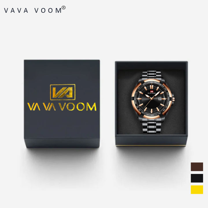 VaVa Voom 2401 Jam Tangan Pria Stainless Steel Quartz Original Tahan