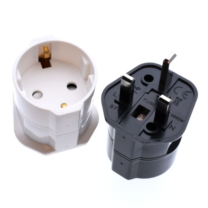 European 2 Pin To UK 3 Pin Plug Adaptor Euro EU Schuko Travel Mains