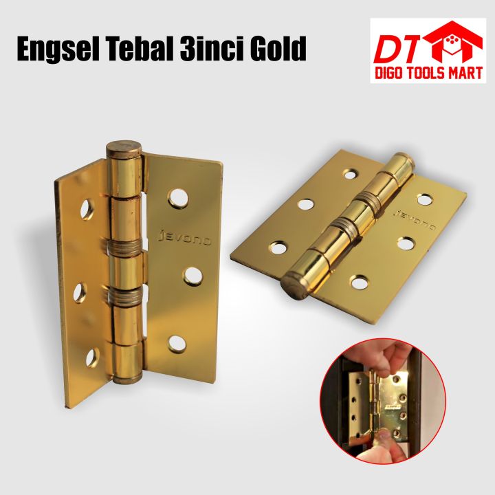 Engsel Tebal Inci Gold Engsel Pintu Jendela Sepasang Lazada Indonesia