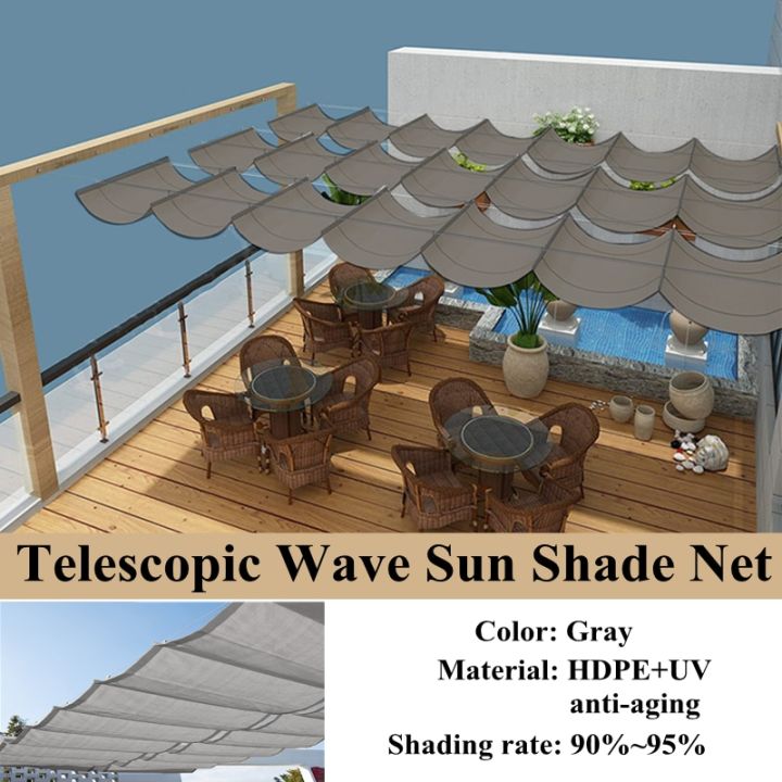 Customize Telescopic Wave Sun Shade Net Outdoor Awning Courtyard