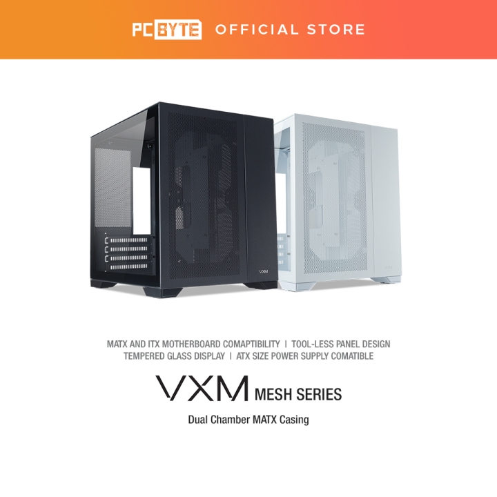 Tecware VXM Mesh Front Panel Dual Chamber MATX Casing Black White