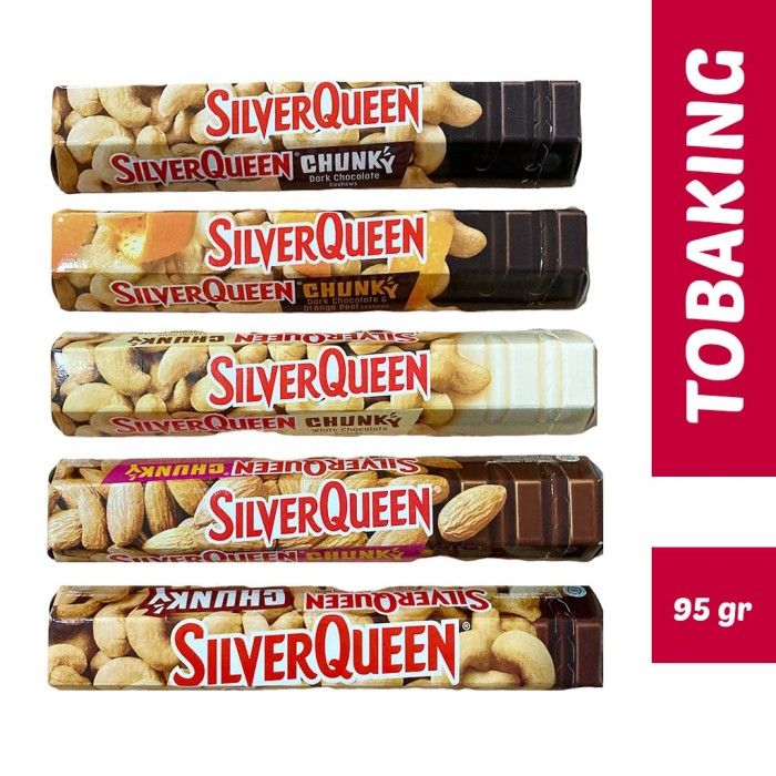 Silverqueen Chunky Bar 95 Gr Silver Queen Dark White Cokelat Almond