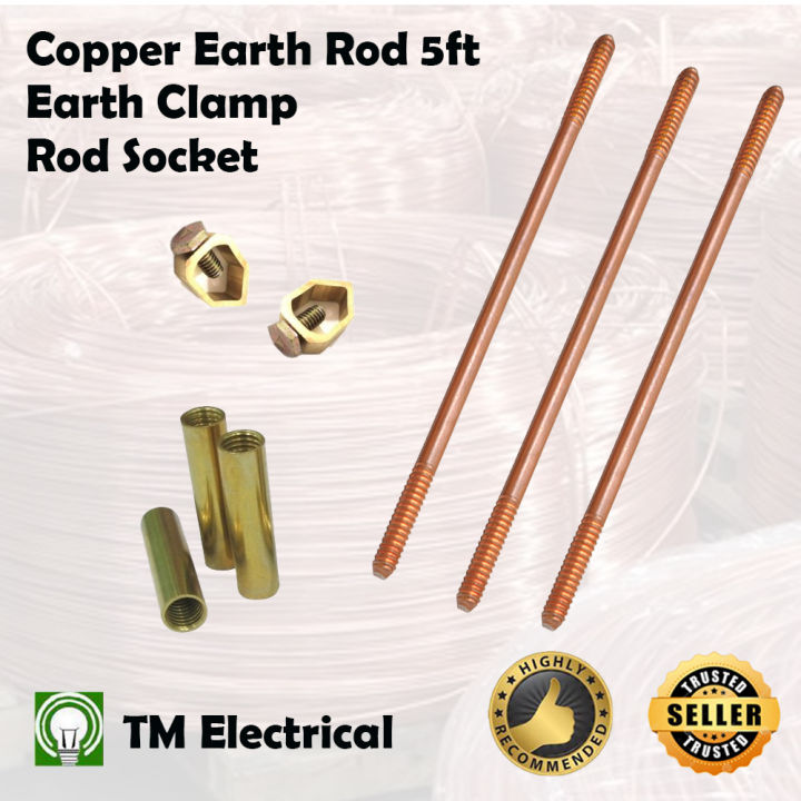 COPPER EARTH ROD 5FT 5KAKI STICK Rod Tembaga EARTHING Pagar Elektrik