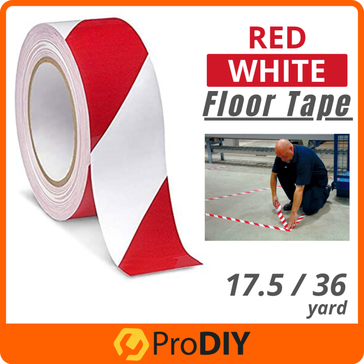 Roll Red White Floor Marking Tape Warning Caution Hazard Sticker Pita