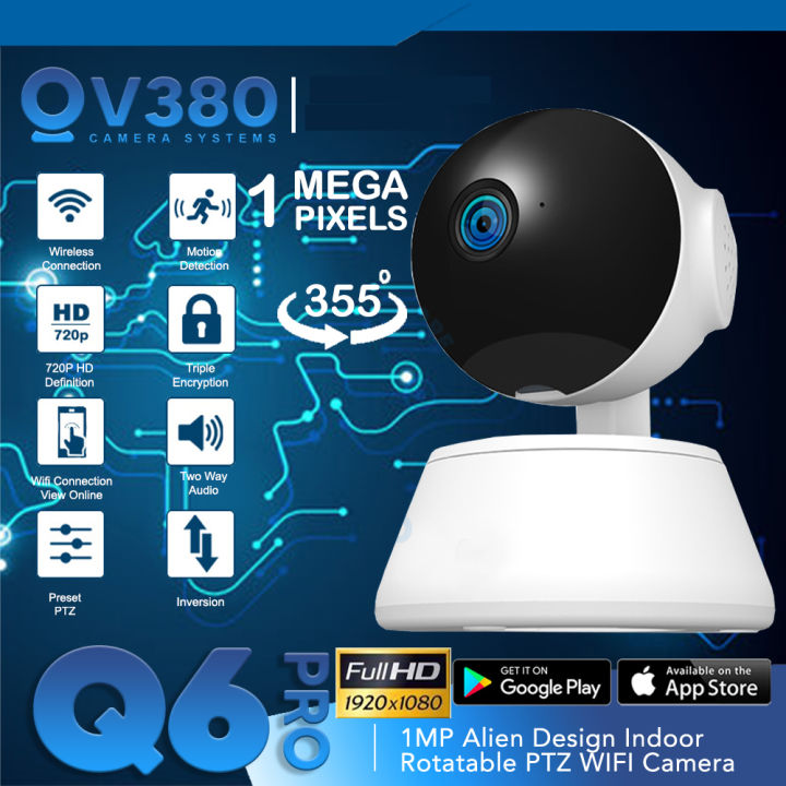 V380 Q6 PRO CCTV Camera Wifi Connect To Cellphone With Voice Cam 1080P