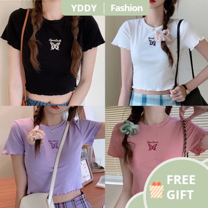 Yddy New Summer High Waist Cropped T Shirt For Women Slim Fit