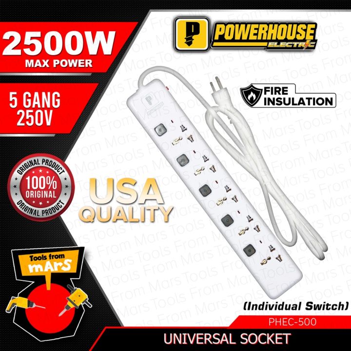 Powerhouse Electric Extension Cord Individual Switch Overload